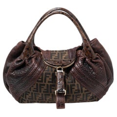 Fendi Brown Zucca Canvas And Leather Spy Hobo