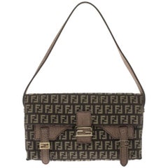 Fendi Brown Zucca Canvas and Textured Leather Sweety Sweet Baguette Bag