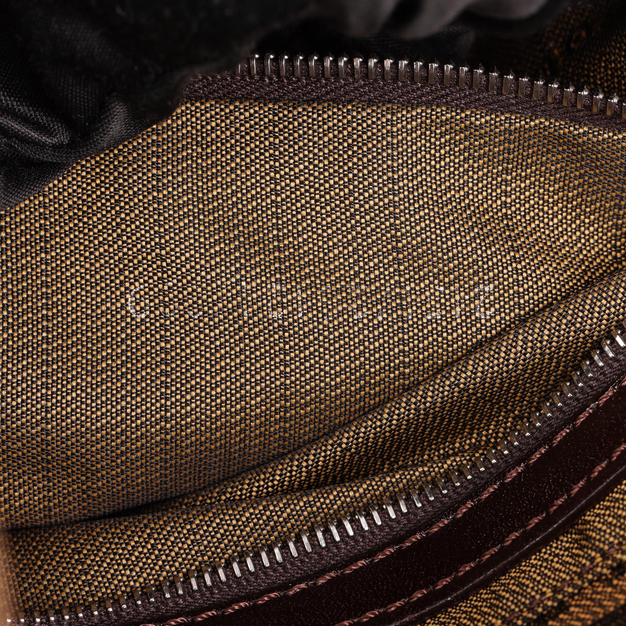 FENDI Brown Zucca Canvas & Calfskin Leather Vintage Baguette 1