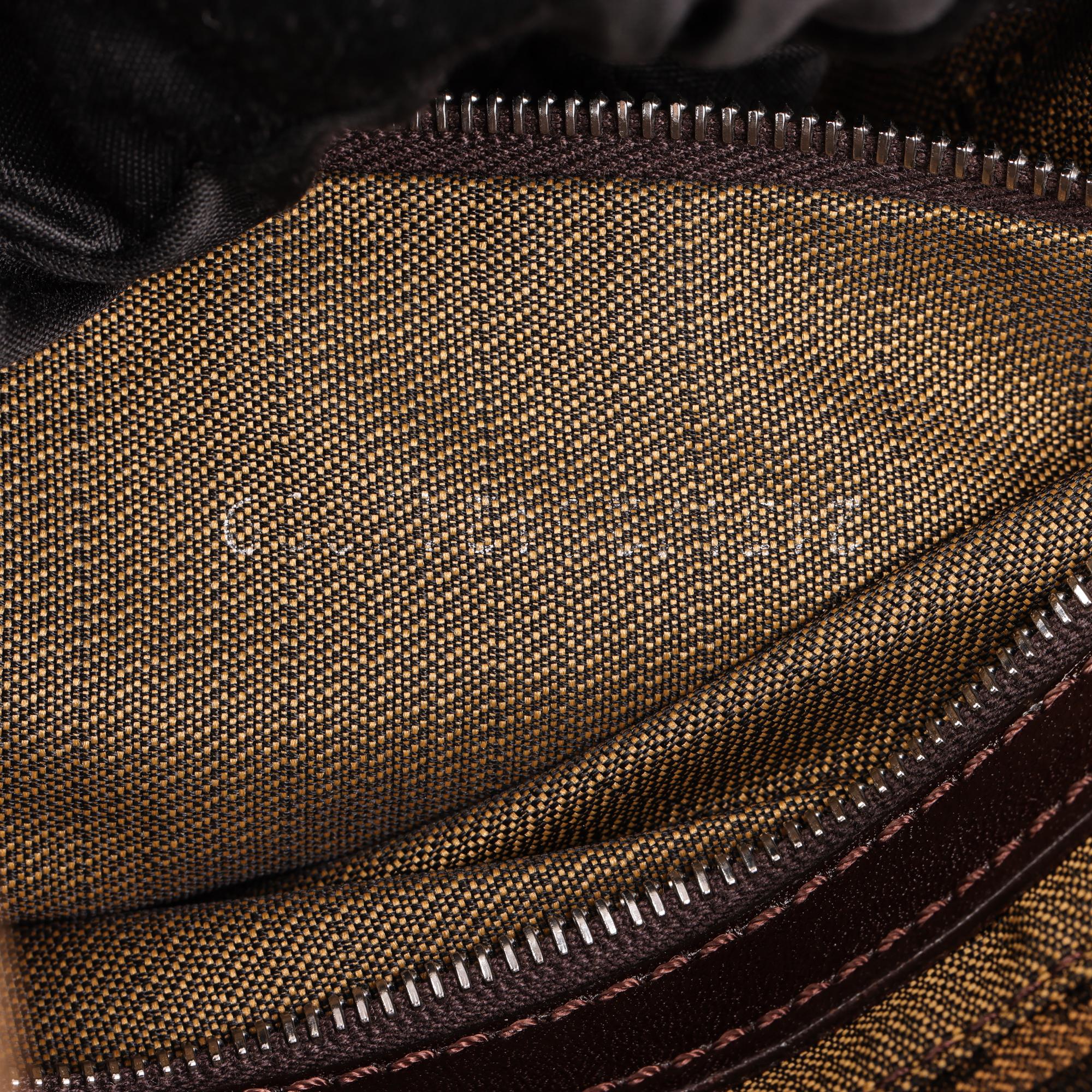 FENDI Brown Zucca Canvas & Calfskin Leather Vintage Baguette 1