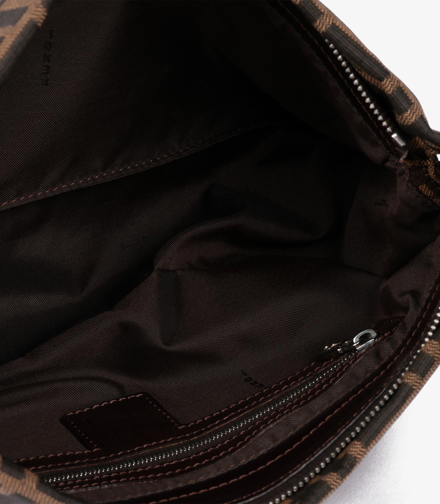 Fendi Brown Zucca Canvas & Calfskin Leather Vintage Baguette Shoulder Bag For Sale 5
