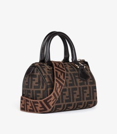 Fendi Brown Zucca Canvas & Calfskin Leather Vintage Mini Boston