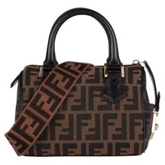 Fendi Brown Zucca Canvas & Calfskin Leather Vintage Mini Boston