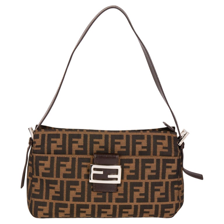 FENDI Brown Zucca Canvas and Calfskin Leather Vintage Pochette Baguette at  1stDibs