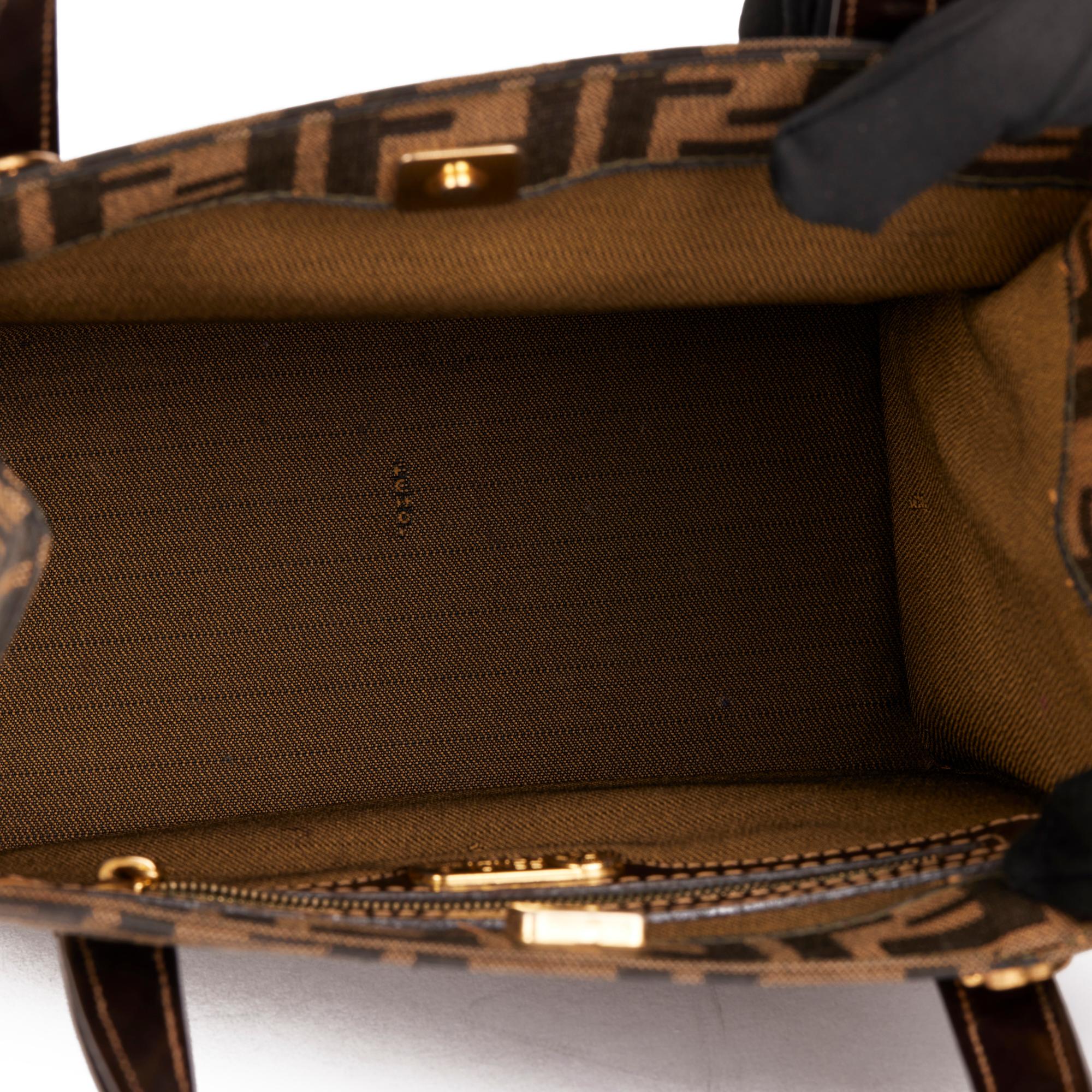 Bolso Vintage FENDI Marrón Lona Zucca y Piel de Becerro 6