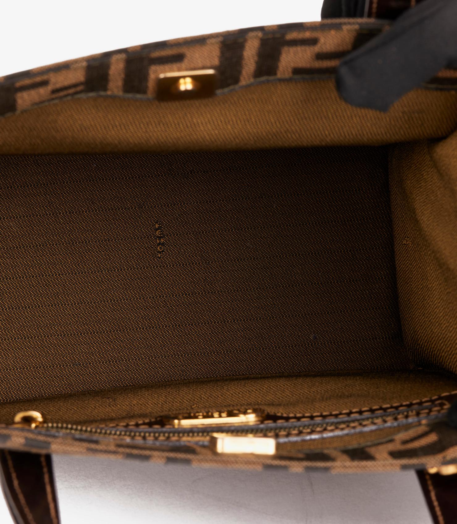 Fendi Brown Zucca Canvas & Calfskin Leather Vintage Shoulder Tote 7