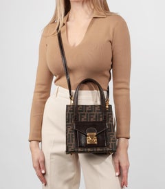 Fendi Brown Zucca Canvas & Calfskin Leather Vintage Shoulder Tote