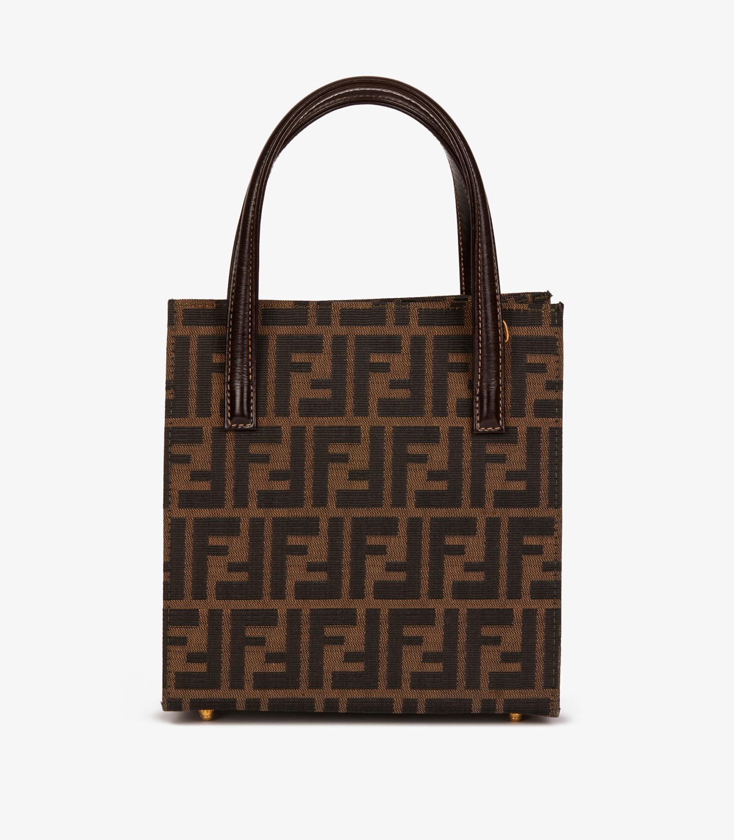 Fendi Brown Zucca Canvas & Calfskin Leather Vintage Shoulder Tote 1