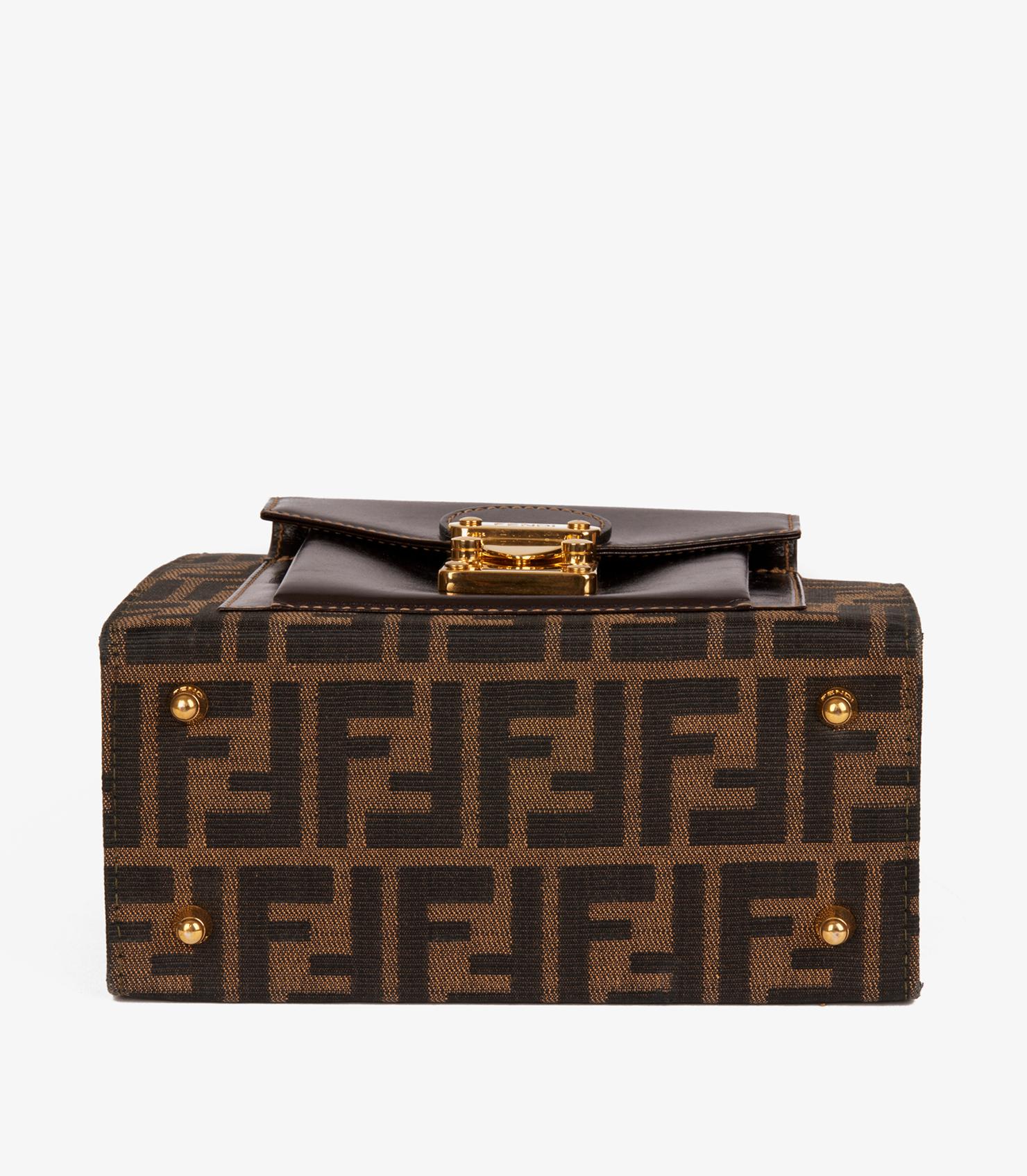 Fendi Brown Zucca Canvas & Calfskin Leather Vintage Shoulder Tote 2