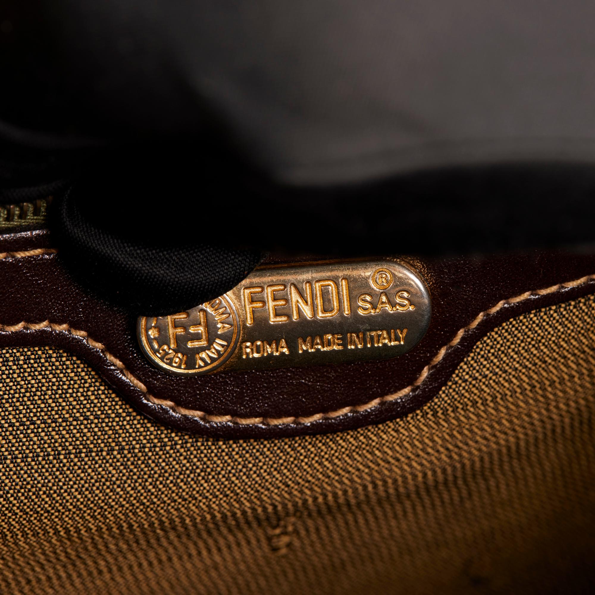 Bolso Vintage FENDI Marrón Lona Zucca y Piel de Becerro 4