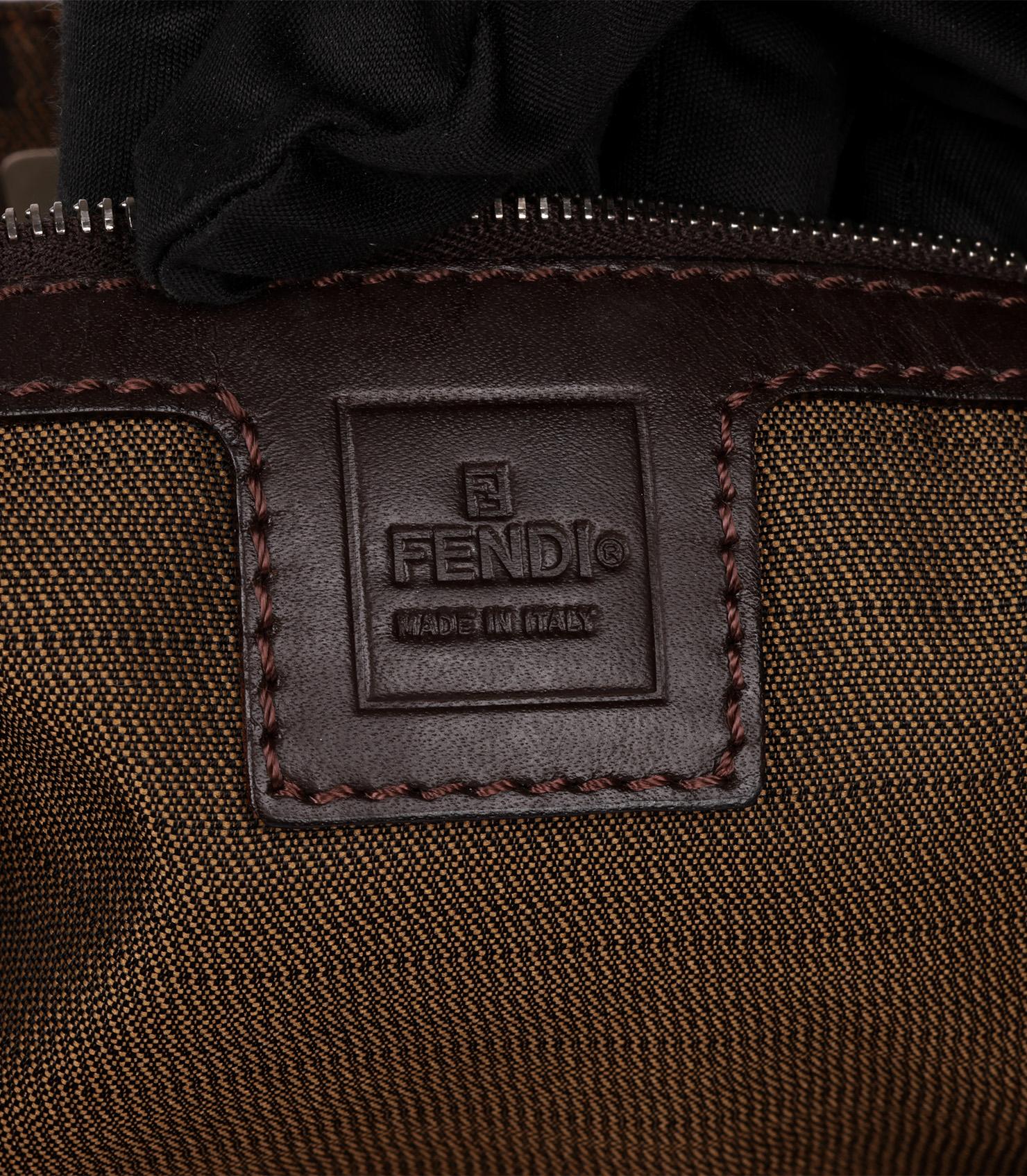 Fendi Brown Zucca Canvas & Calfskin Leather Vintage Small Tote 5