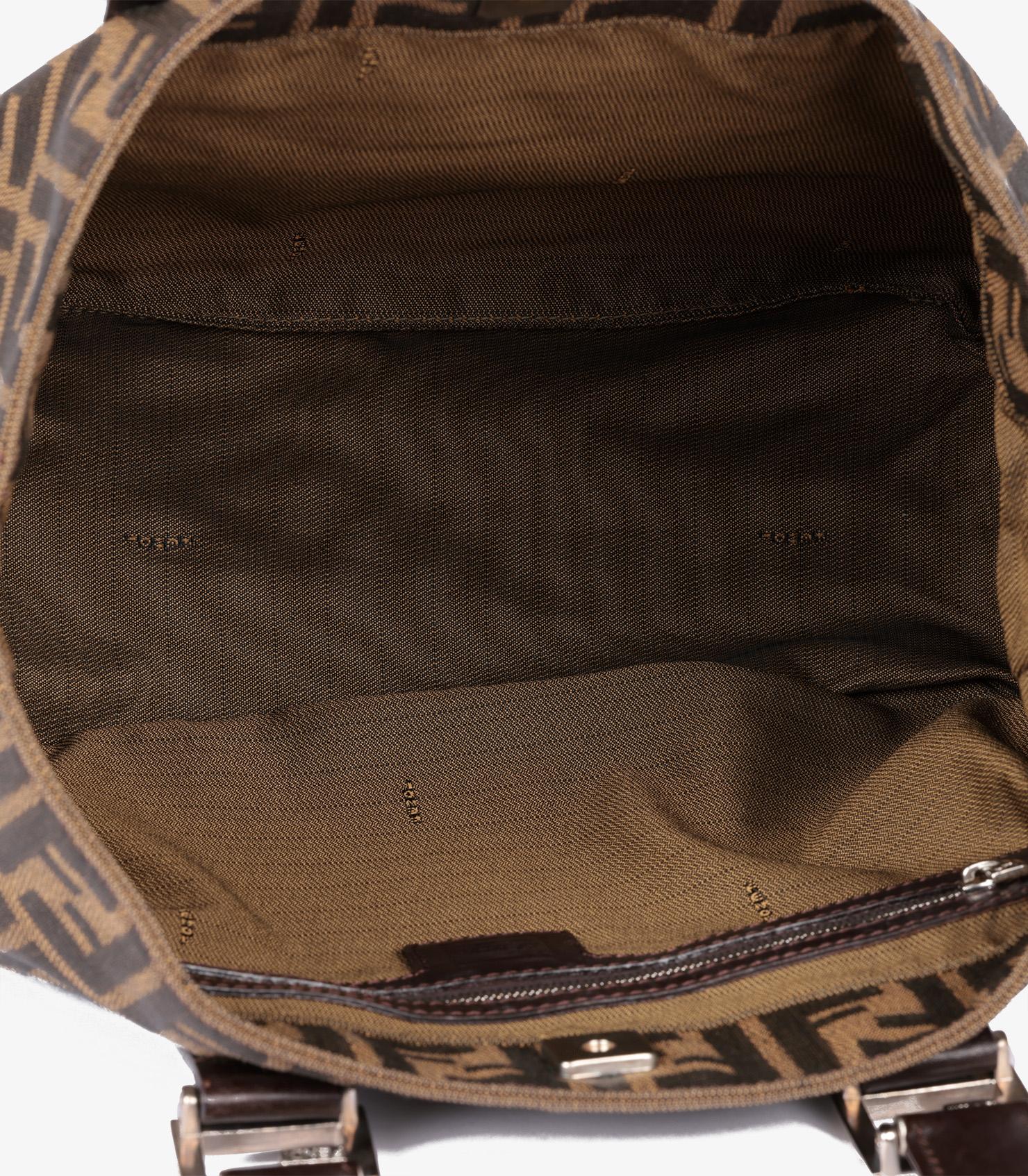 Fendi Brown Zucca Canvas & Calfskin Leather Vintage Small Tote 6