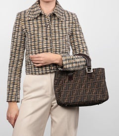 Fendi Brown Zucca Canvas & Calfskin Leather Vintage Small Tote