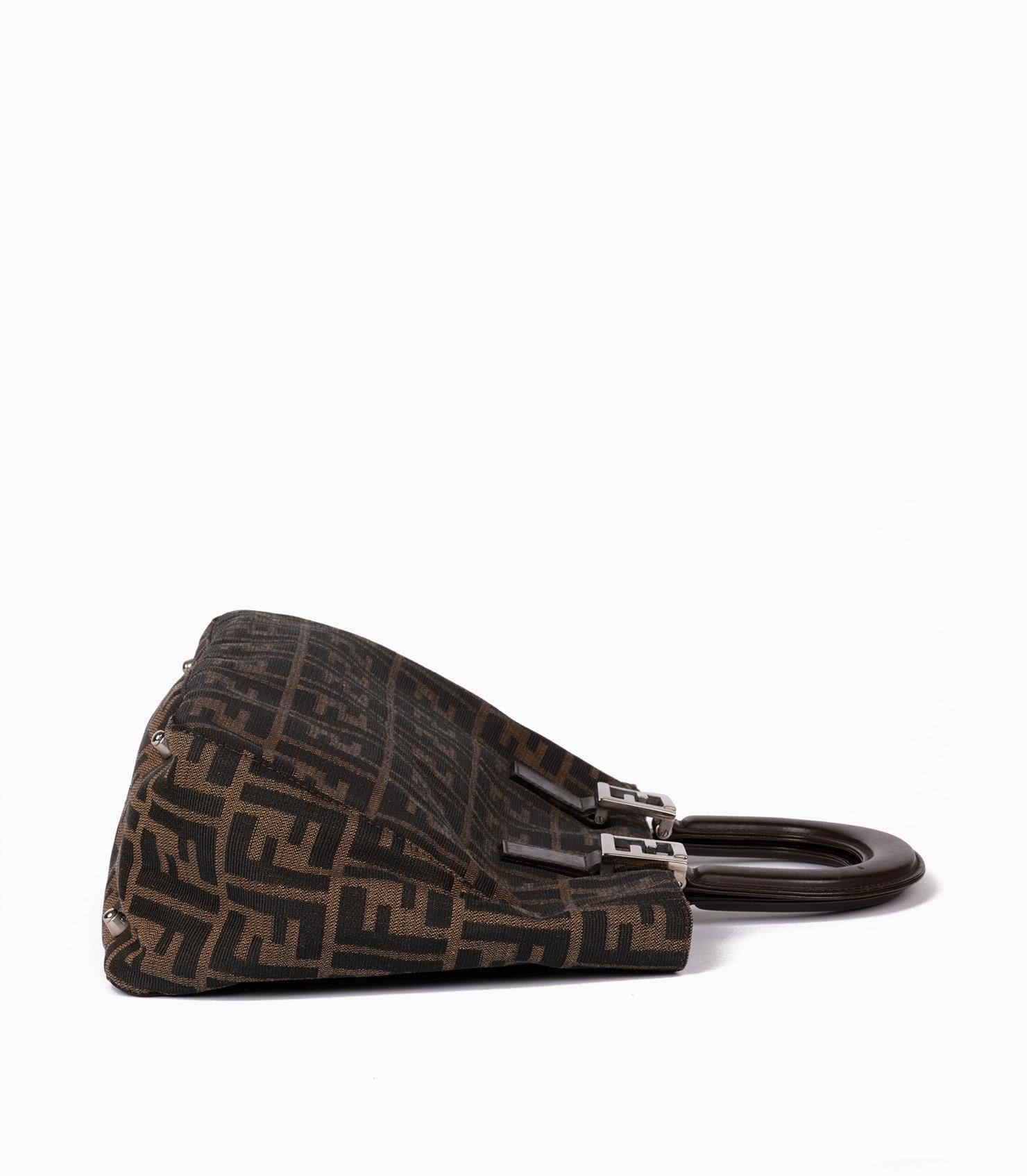 Women's Fendi Brown Zucca Canvas & Calfskin Leather Vintage Small Tote