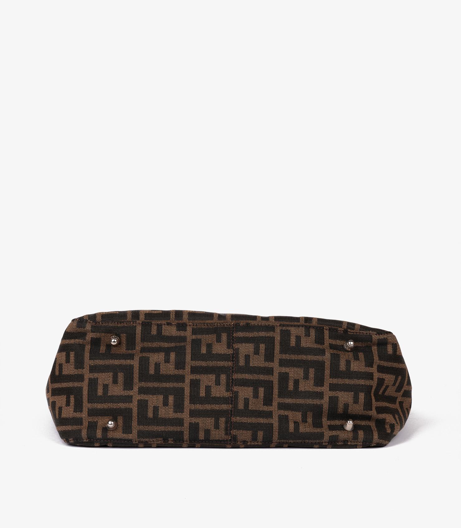 Fendi Brown Zucca Canvas & Calfskin Leather Vintage Small Tote 2