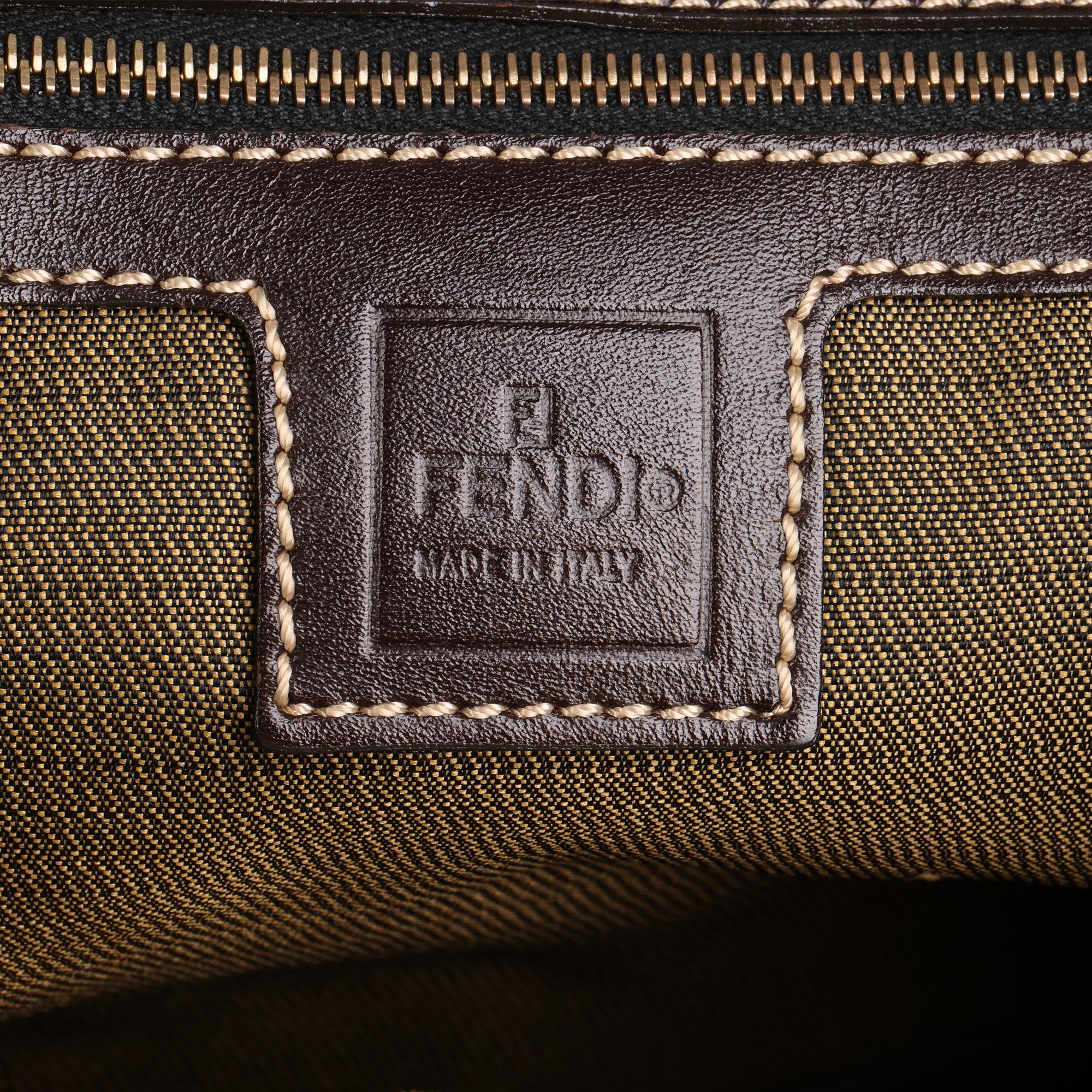 FENDI Brown Zucca Canvas & Calfskin Leather Vintage Small Tote 3