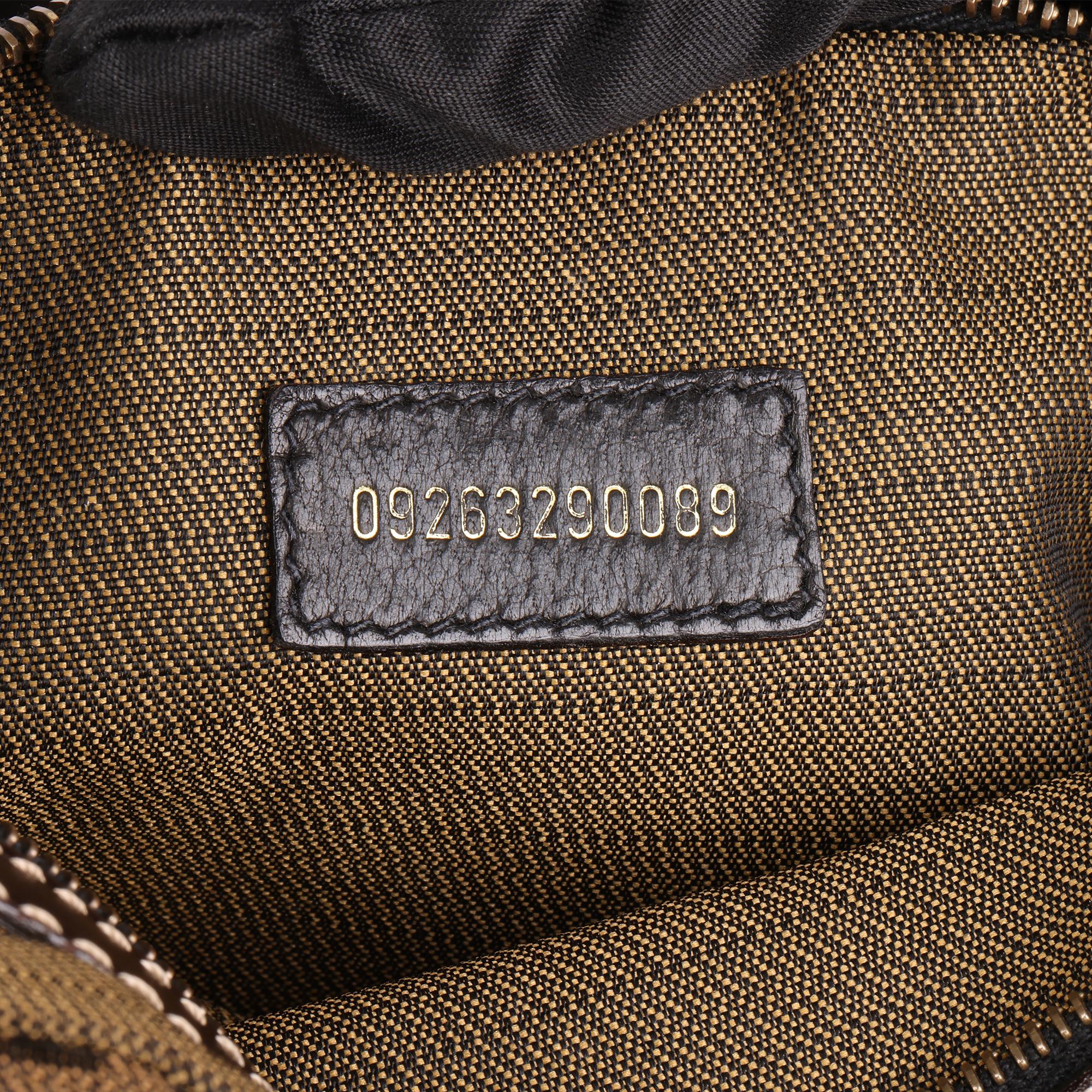 FENDI Brown Zucca Canvas & Calfskin Leather Vintage Small Tote 4