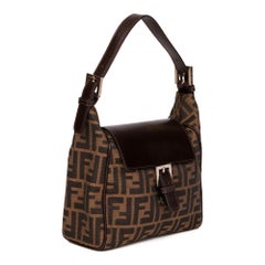FENDI Brown Zucca Canvas & Calfskin Leather Vintage Tote