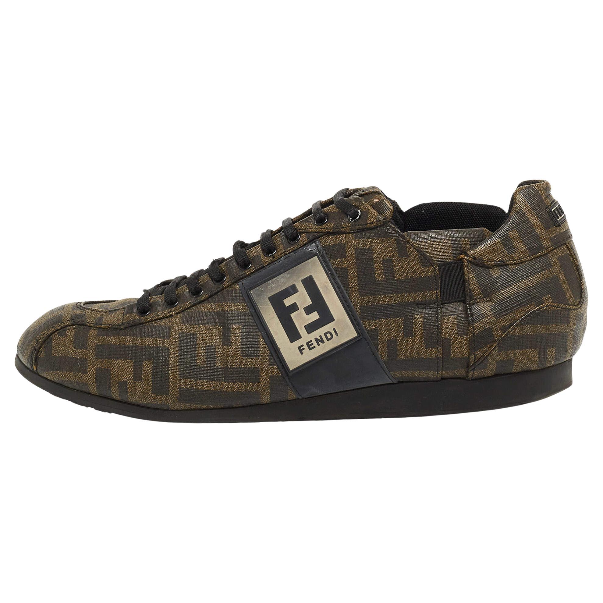 Fendi Brown Zucca Canvas Low Top Sneakers Size 42