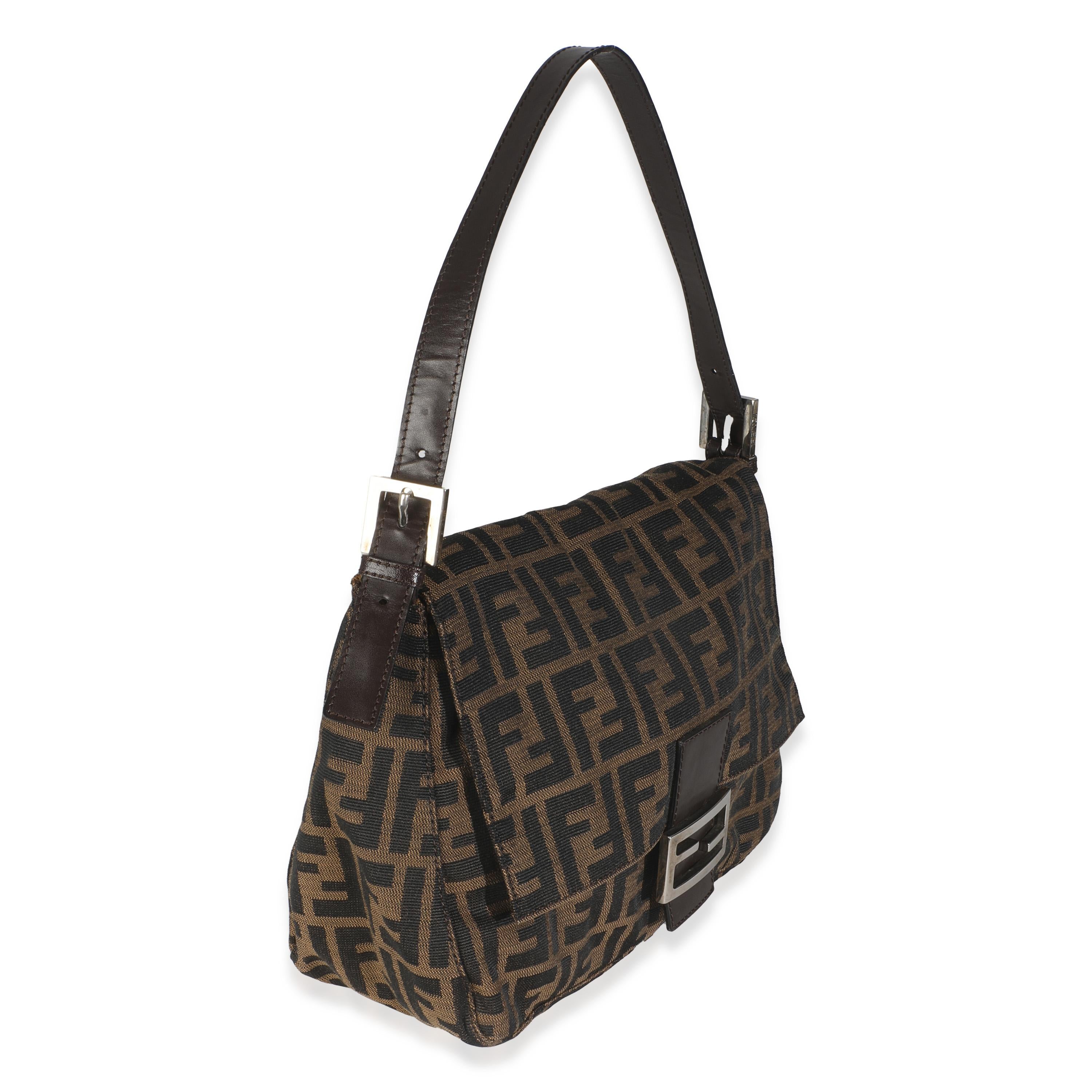 Nero Borsa Fendi Marrone Zucca Canvas Mama Baguette in vendita