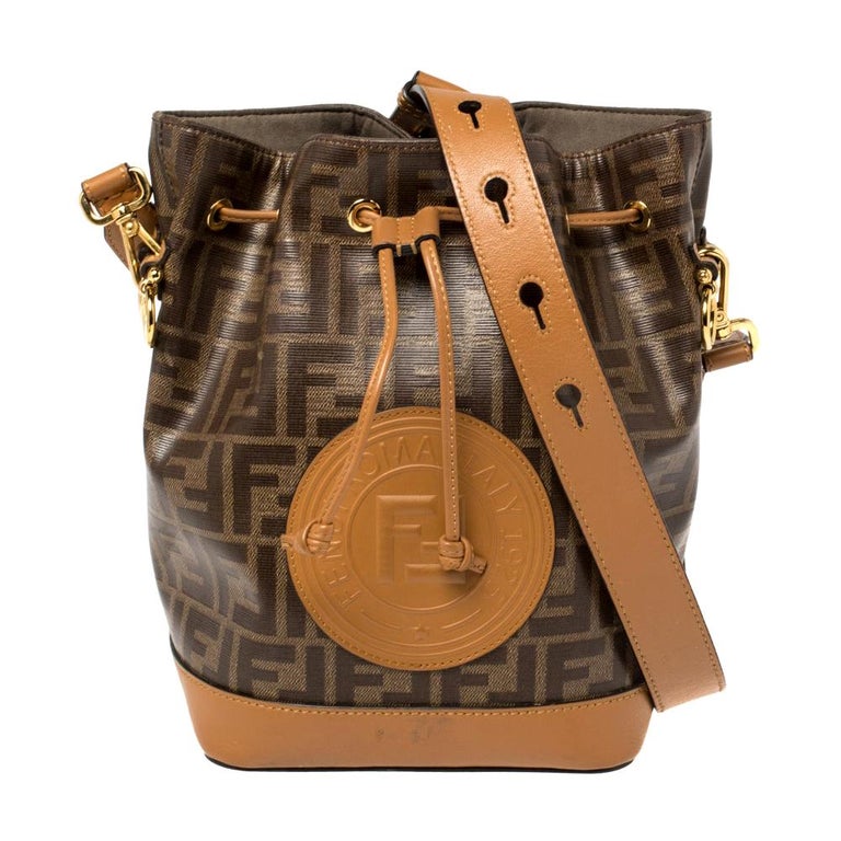 Fendi Brown Zucca Coated Canvas and Leather Mon Tresor Bucket Bag at  1stDibs