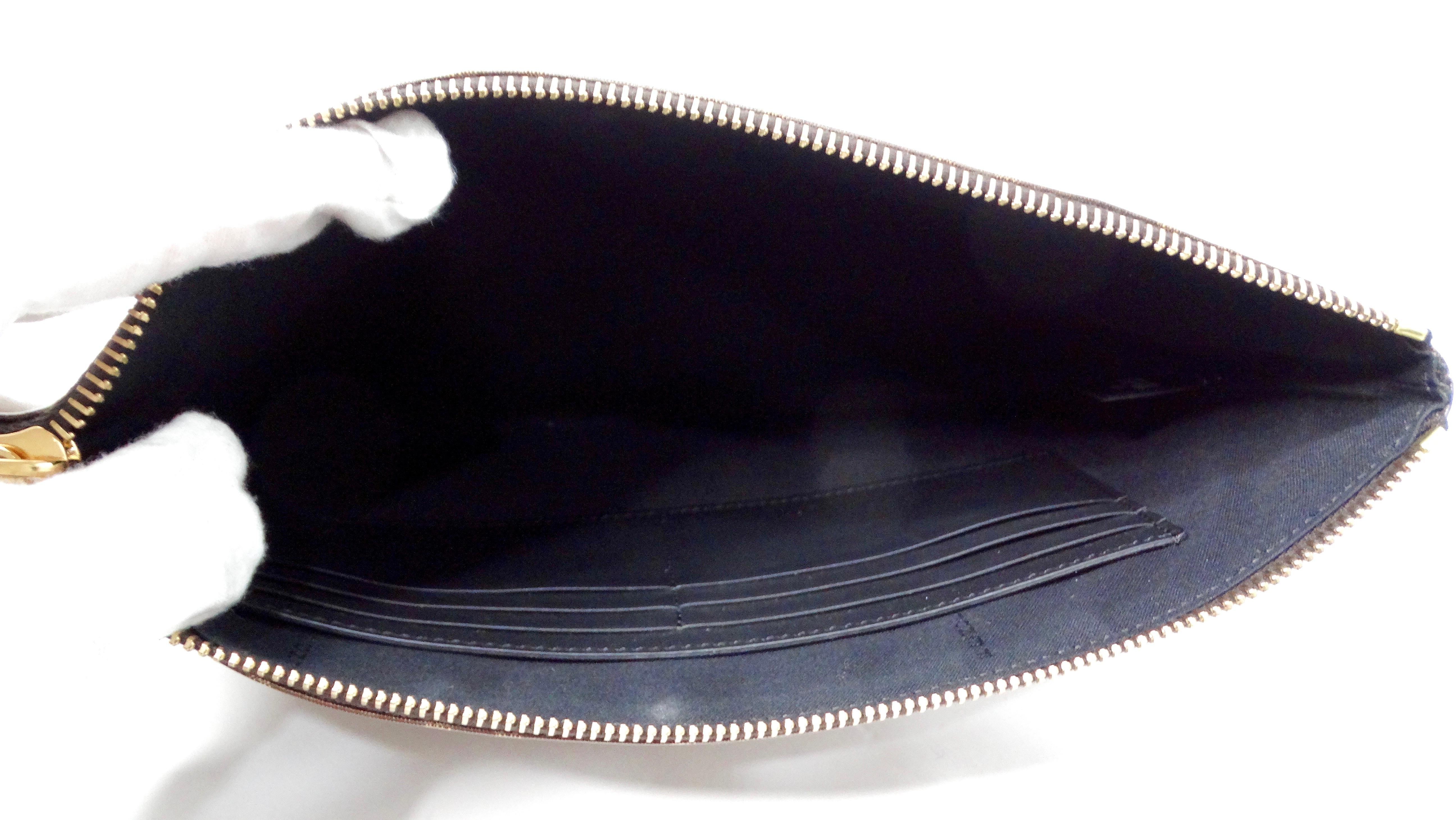 Fendi Brown Zucca Coated Canvas Leather Zip Pouch For Sale 4
