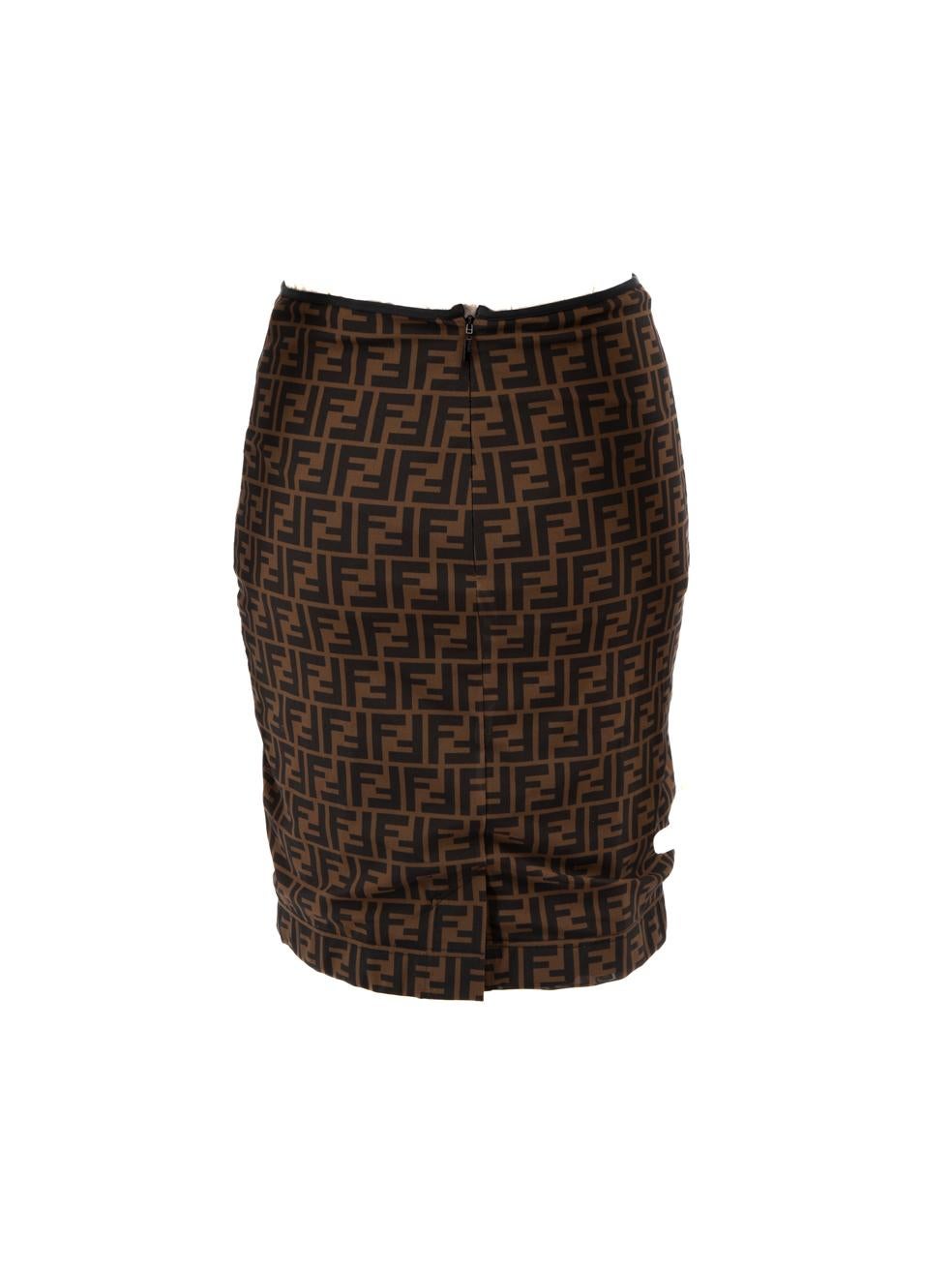 Black Fendi Brown Zucca FF Monogram Mini Skirt Size XS