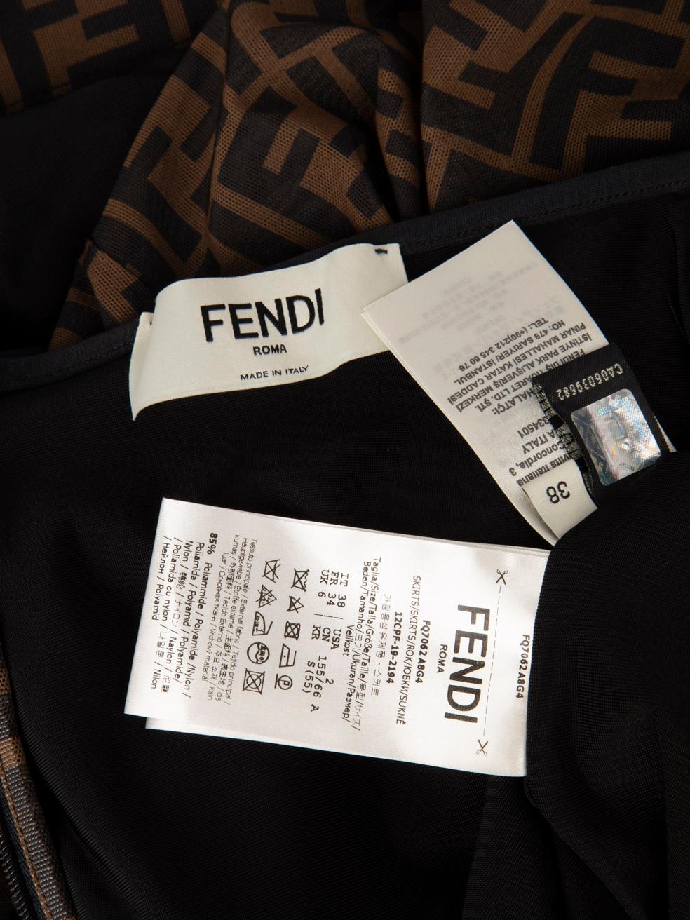Women's Fendi Brown Zucca FF Monogram Mini Skirt Size XS