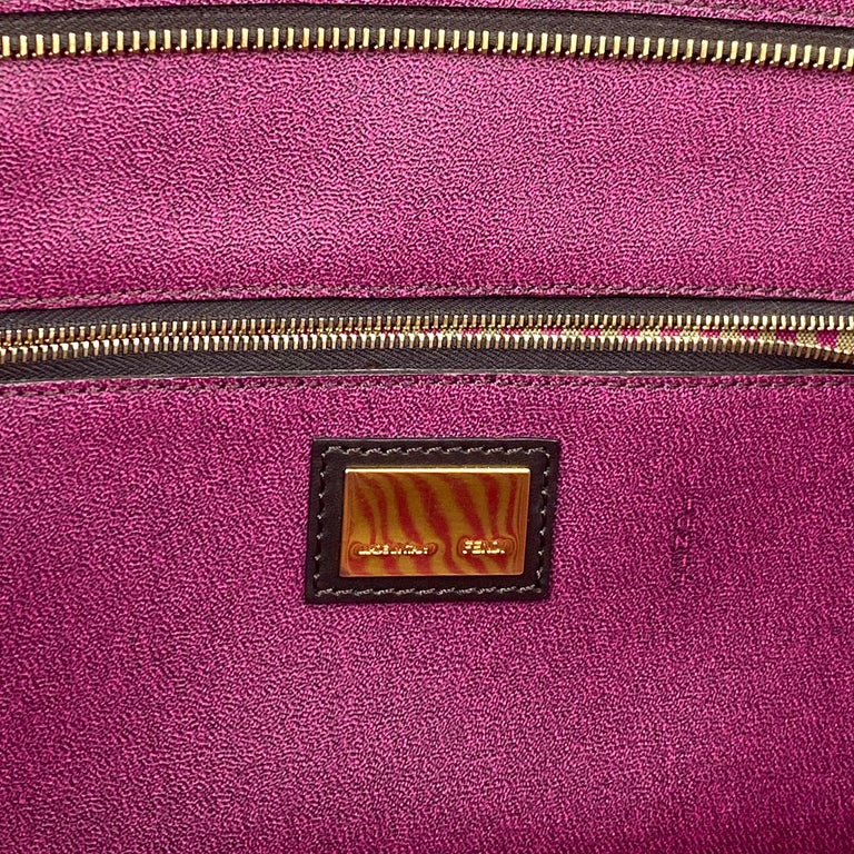Fendi Zucca Mini FF Plaque Handbag Fabric In Chocolate - Praise To Heaven