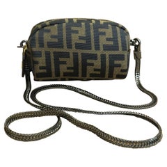 Retro FENDI Brown Zucca Jacquard Cosmetic Pouch 