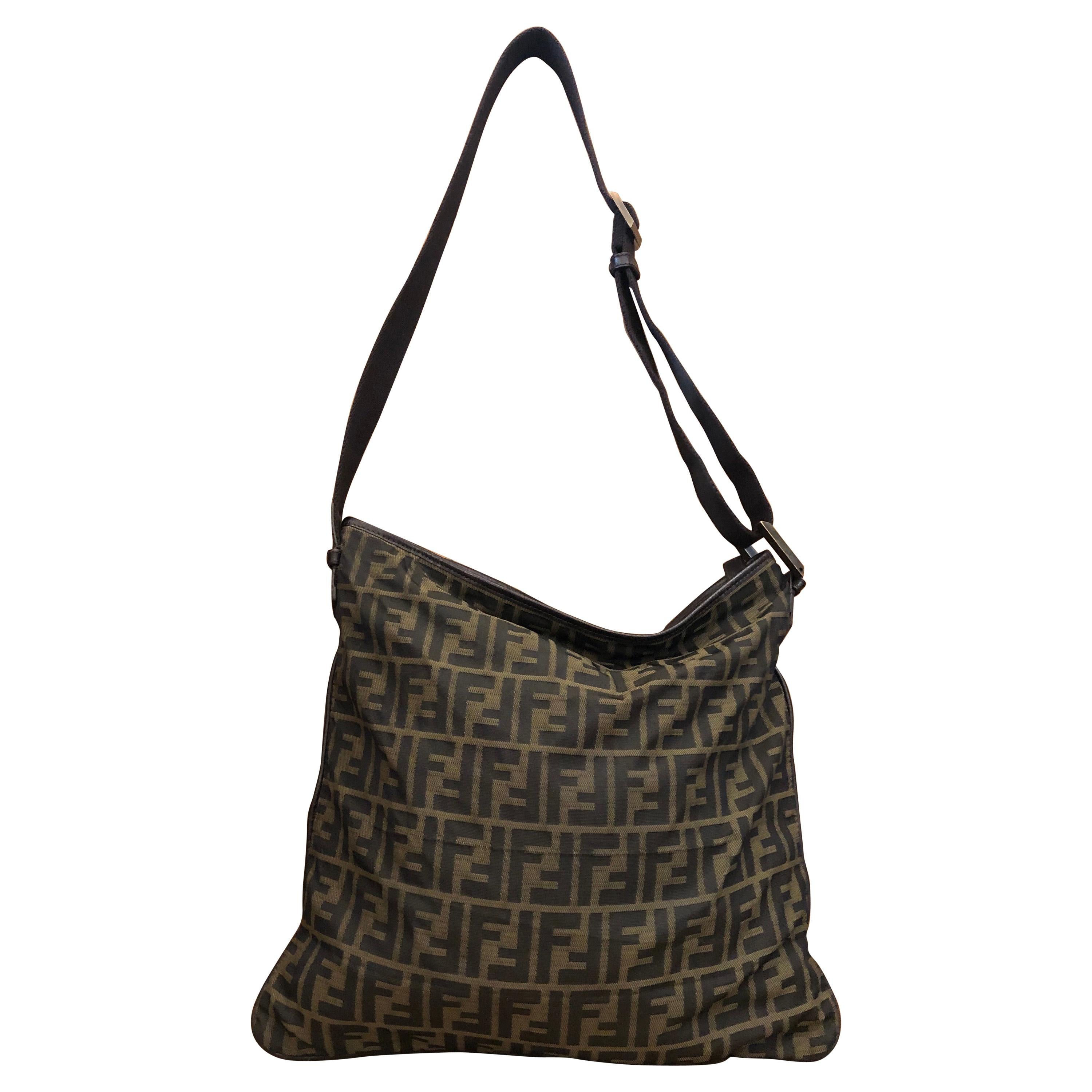 1990s FENDI Brown Zucca Jacquard Mini Pouch Handbag at 1stDibs