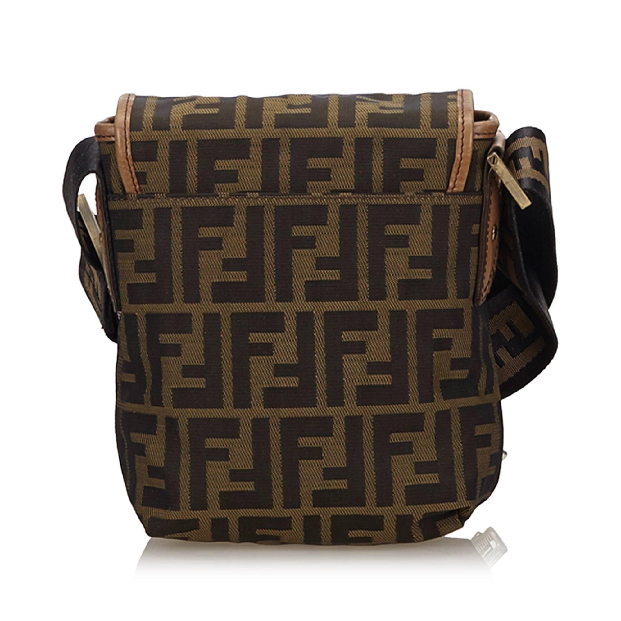 Black Fendi Brown Zucca Jacquard Shoulder Bag