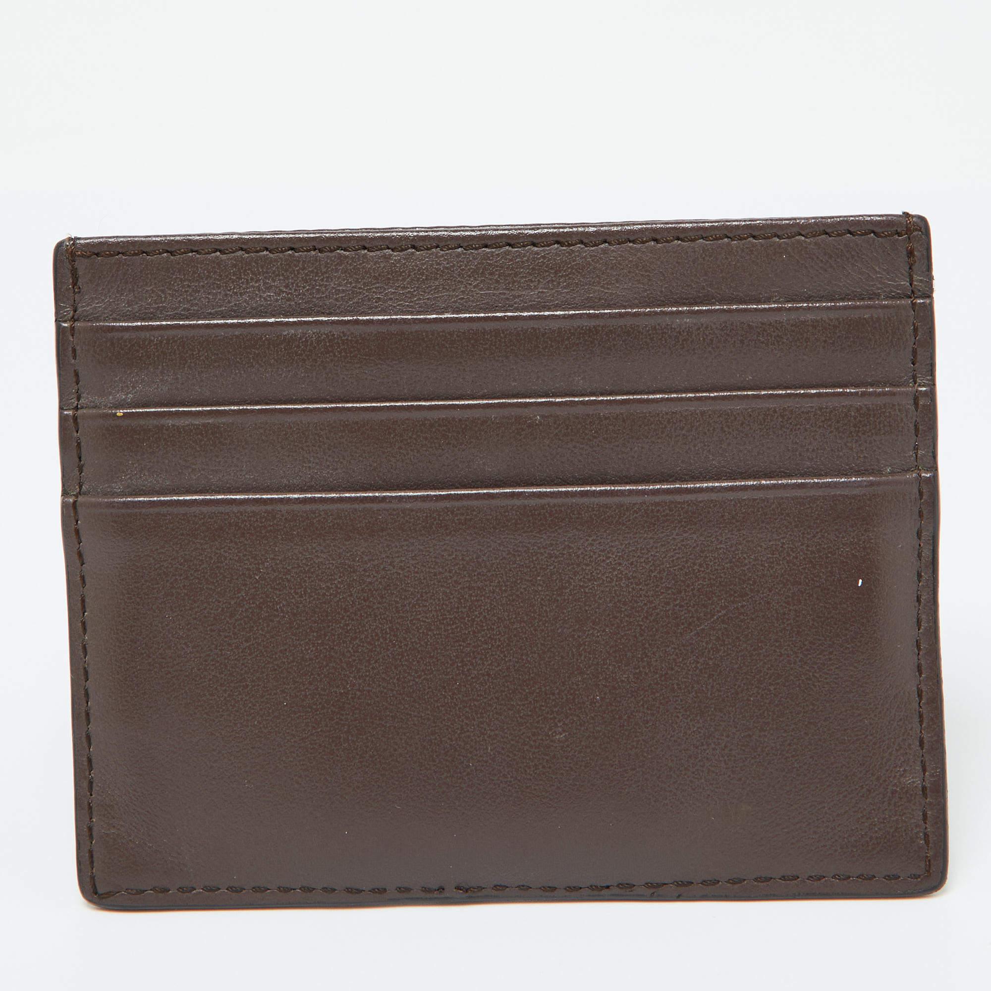 Black Fendi Brown Zucca Leather Card Holder For Sale