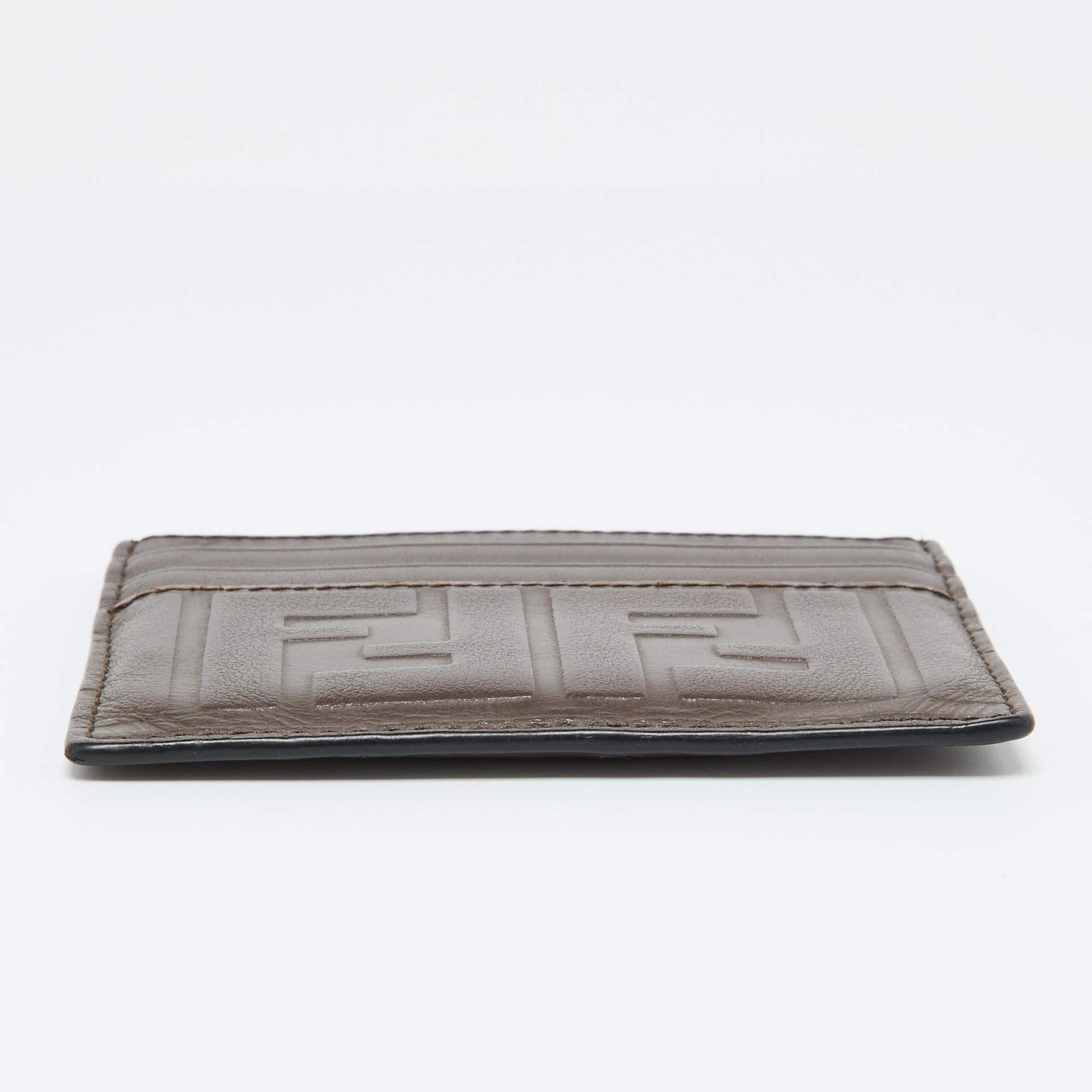 Men's Fendi Brown Zucca Leather Card Holder For Sale