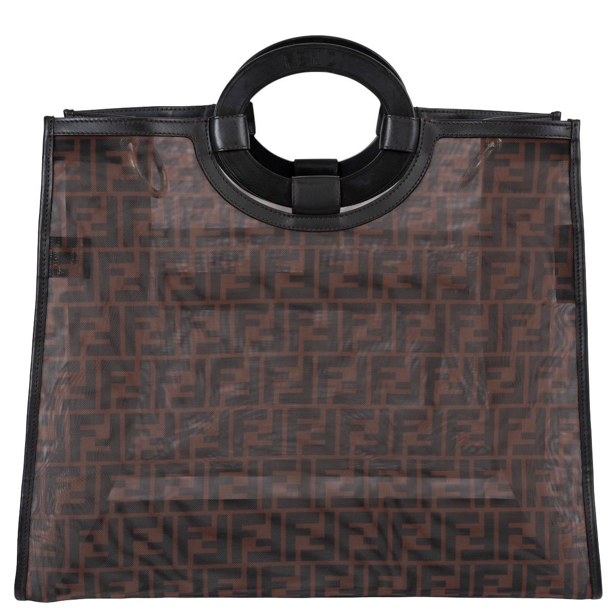 FENDI brown Zucca mesh 2018 RUNAWAY SHOPPING TOTE Bag In Excellent Condition In Zürich, CH