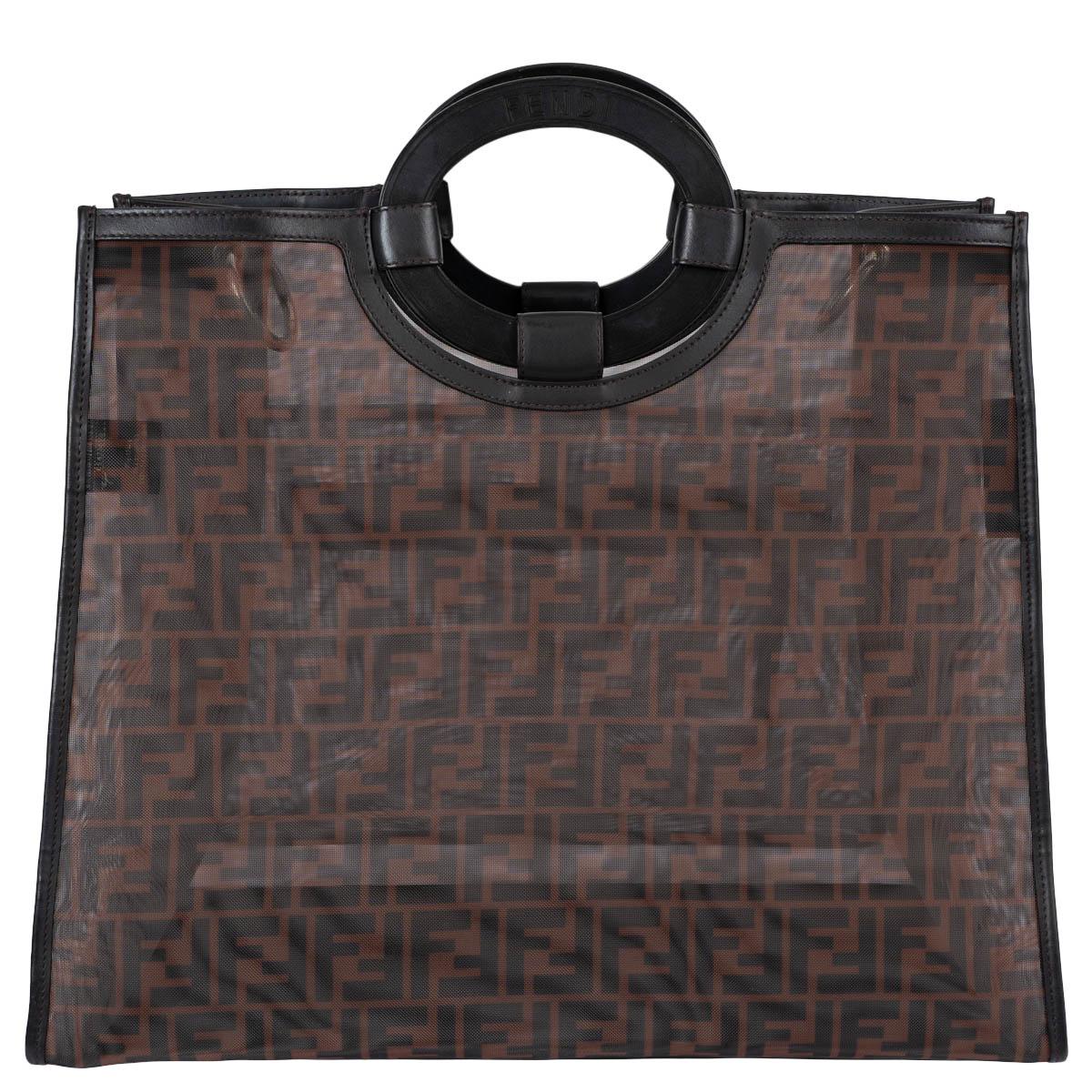 FENDI braun Zucca mesh 2018 RUNAWAY SHOPPING TOTE Tasche im Zustand „Hervorragend“ im Angebot in Zürich, CH