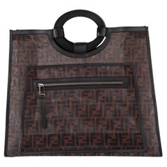 FENDI Brown Zucca mesh 2018 RUNAWAY SHOPPING TOTE Bag