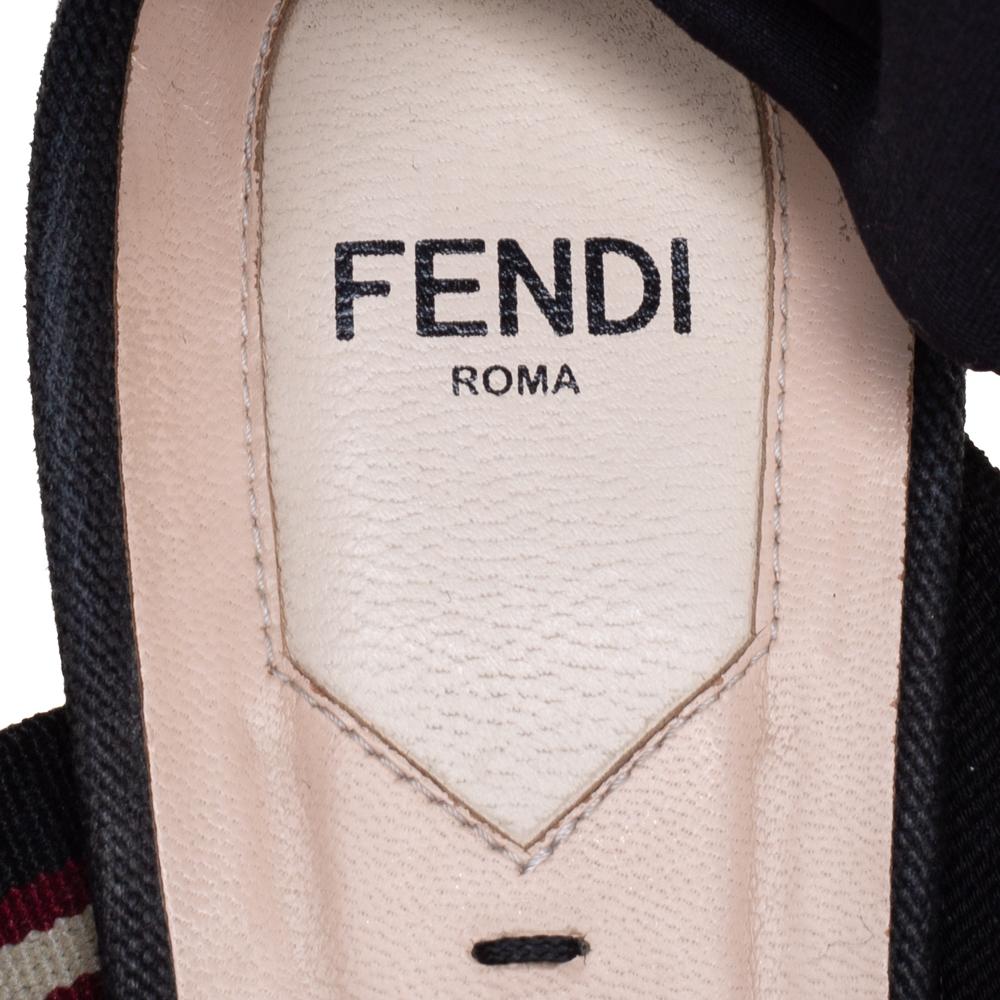 Fendi Brown Zucca Mesh And Leather Colibri Slingback Sandals Size 40 1