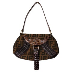 Fendi Brown Zucca Mini Spy Shoulder Bag circa Y2K