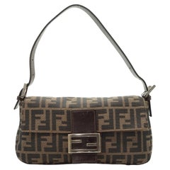Fendi Brown Zucca Monogram Canvas Baguette Shoulder Bag