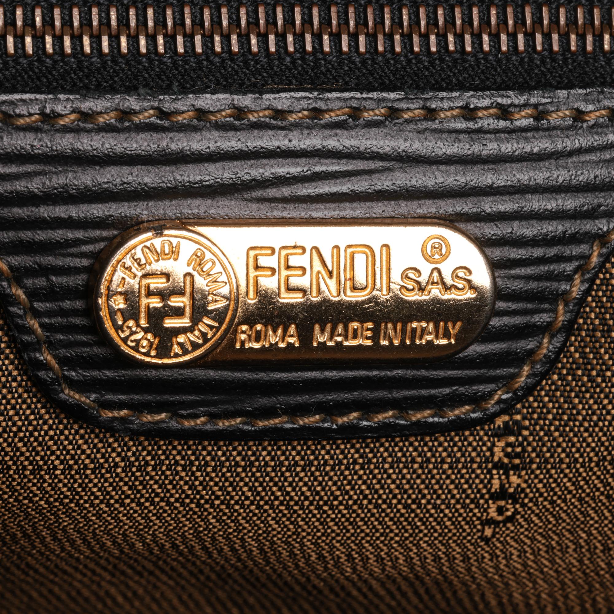 FENDI Brown Zucca Monogram Canvas & Textured Calfskin Leather Vintage Backpack 3