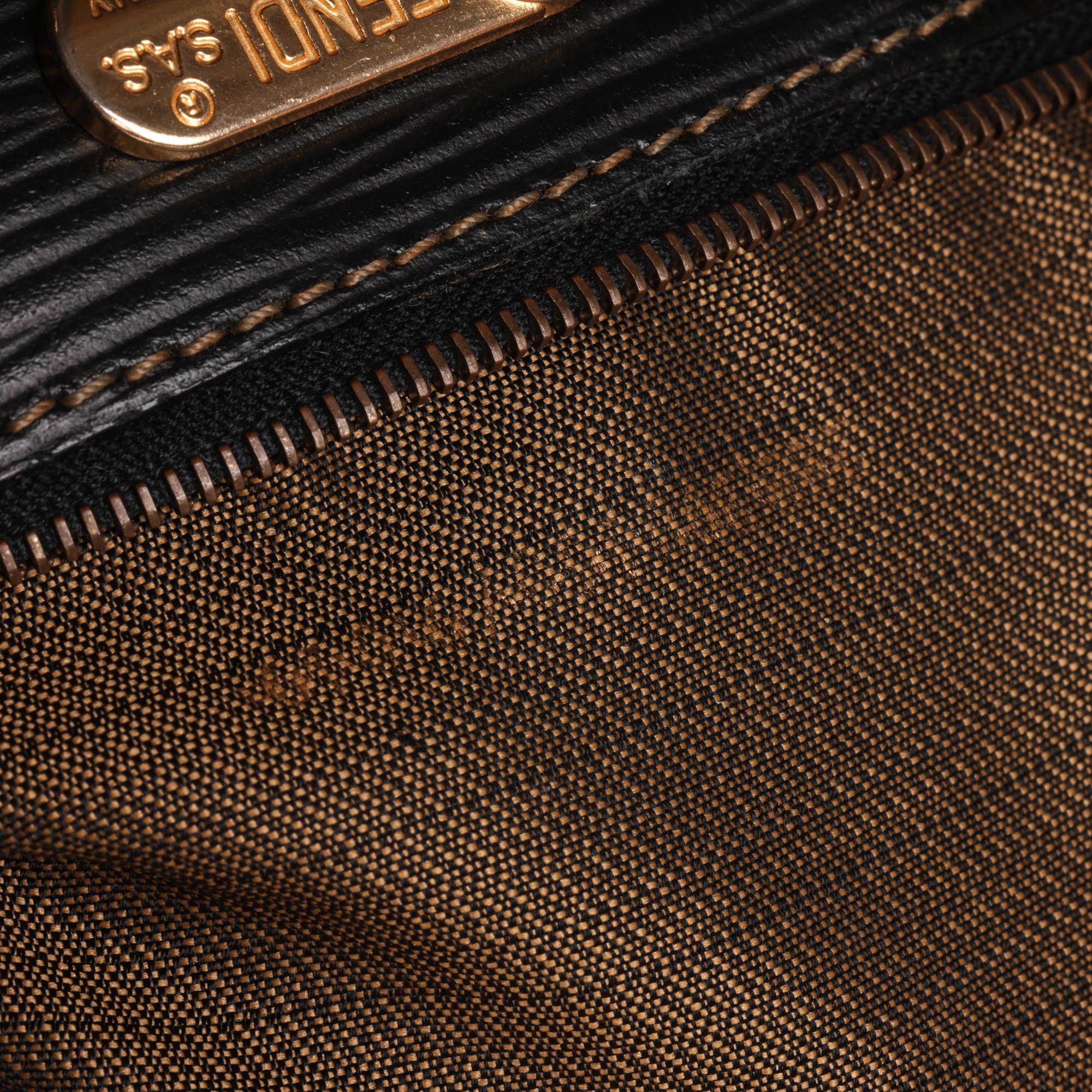 FENDI Brown Zucca Monogram Canvas & Textured Calfskin Leather Vintage Backpack 4