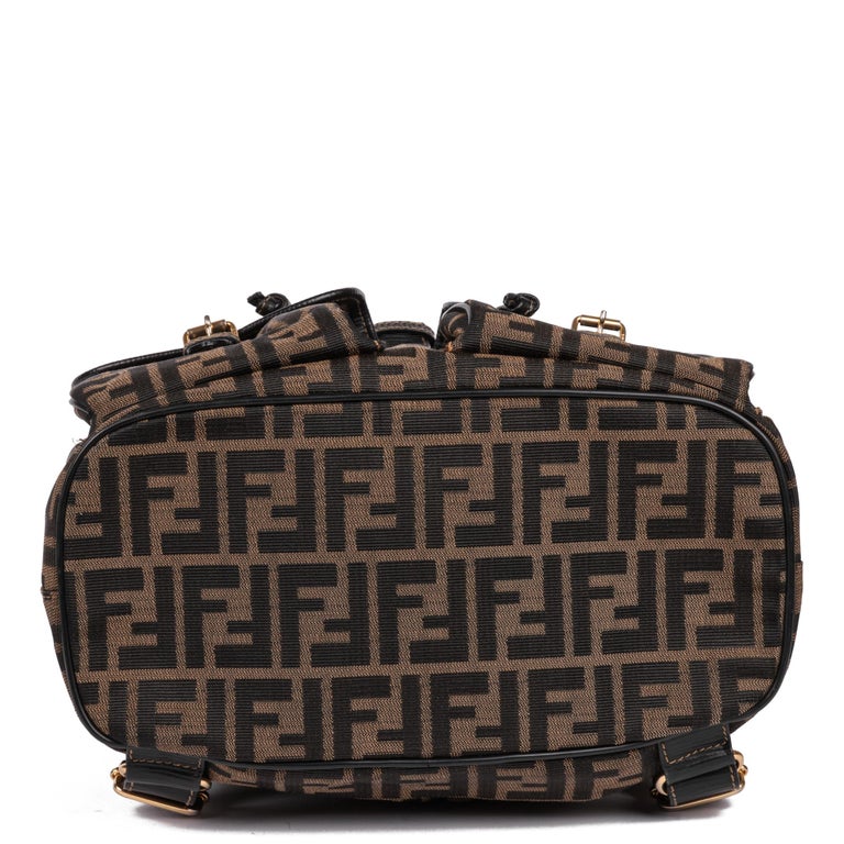 FENDI Brown Zucca Monogram Canvas and Textured Calfskin  display picture 1