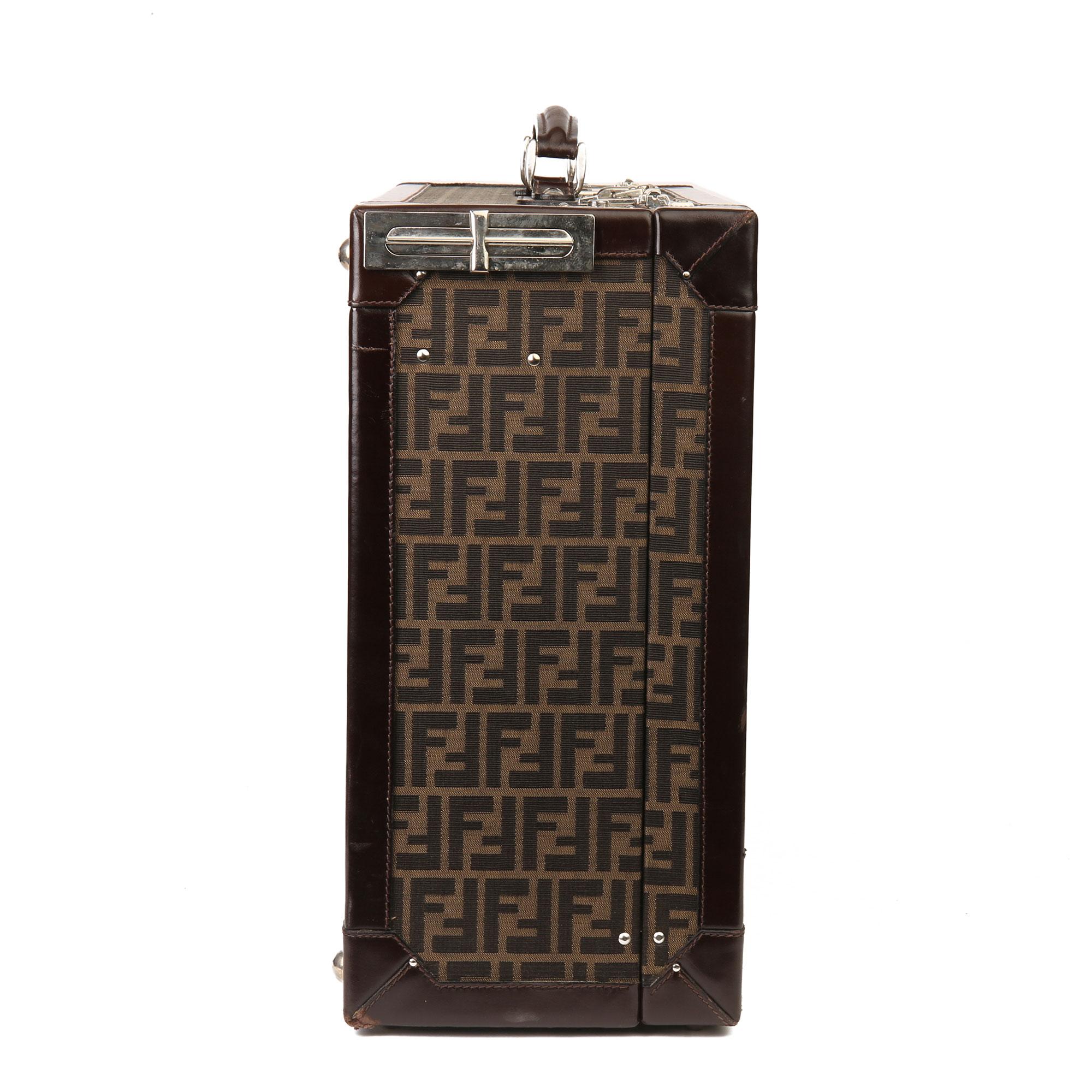 Black Fendi Brown Zucca Monogram Canvas Trunk Originally Owned by Karl Lagerfeld