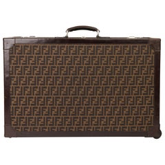 Fendi Brown Zucca Monogram Canvas Trunk Originally Owned by Karl Lagerfeld