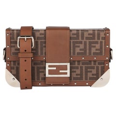 Fendi Brown Zucca Monogram Coated Canvas & Calfskin Leather Hard Trunk Baguette