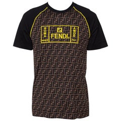 Fendi Brown Zucca Monogram Printed & Embroidered Cotton T-Shirt M