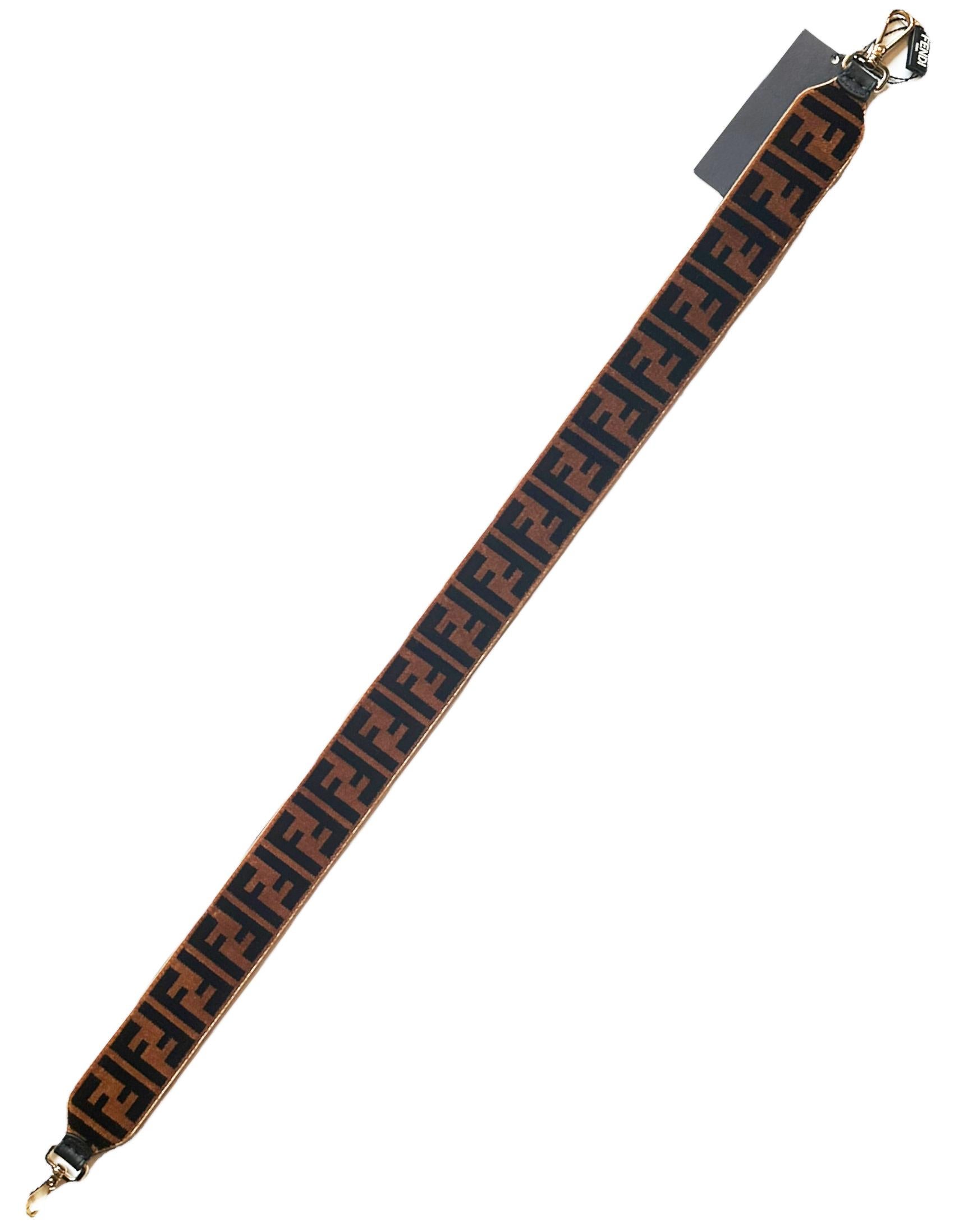 Fendi Brown Zucca Monogram Textured Velvet Strap 1