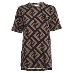 Fendi Brown Zucca Print Cotton Applique Crew Neck T- Shirt S