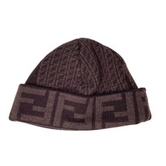 Fendi Brown Zucca Print Monogram Winter Hat